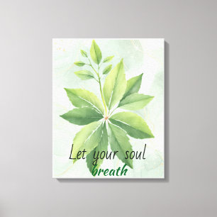 Watercolor Sage Green Leaves Botanical Poster Canvas Print