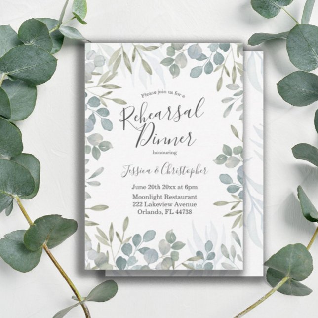 Watercolor Sage Green Wedding Rehearsal Dinner Invitation (Creator Uploaded)