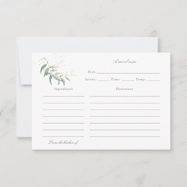 watercolor sage leaf recipe card (Front)
