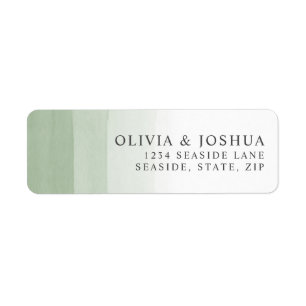 Watercolor Sage Ombre Wedding Return Address