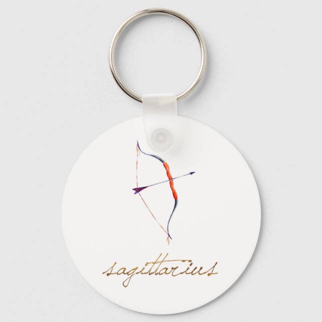 Watercolor Sagittarius Bow & Arrow Keychain (Front)