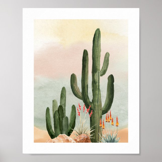 Watercolor Saguaro Cactus Nursery Poster (Front)