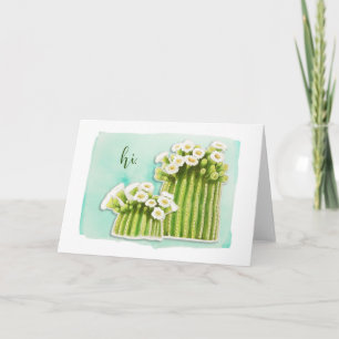 Watercolor Saguaro Cactus with White Flowers Note Card