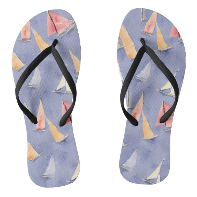 Watercolor sail boats flip flops (Footbed)