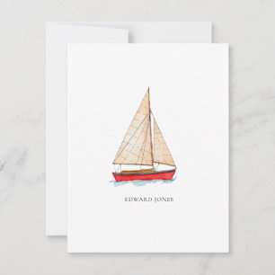 Watercolor Sailboat flat Thank You Card