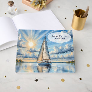 Watercolor Sailboat For Memorial Service Guest Book