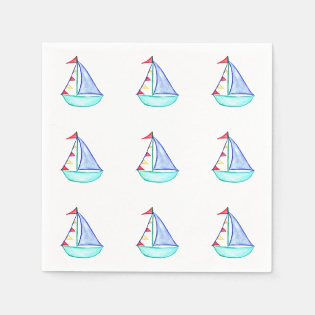 Watercolor Sailboat Napkins (Front)
