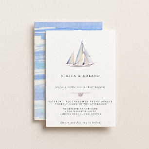 Watercolor Sailboat Nautical Wedding Invitation