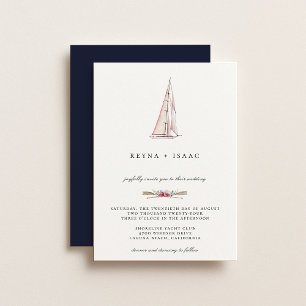 Watercolor Sailboat Nautical Wedding Invitation