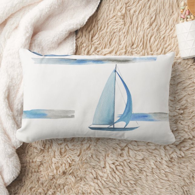 Watercolor sailboat pillow (Blanket)