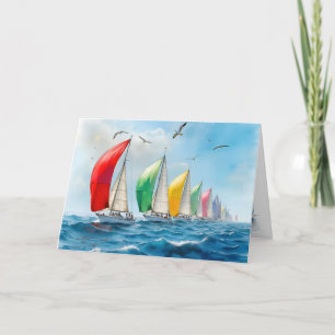 Watercolor Sailboat Regatta Sympathy Card