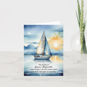 Watercolor Sailboat Sympathy Thank You Card