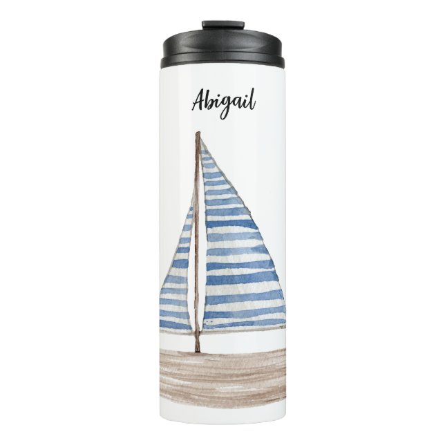 Watercolor Sailboat  Thermal Tumbler (Front)