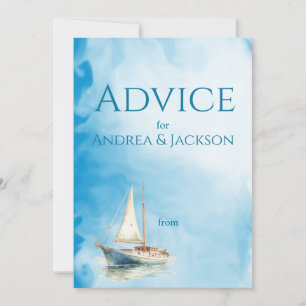 Watercolor Sailboat Wedding  Advice Card