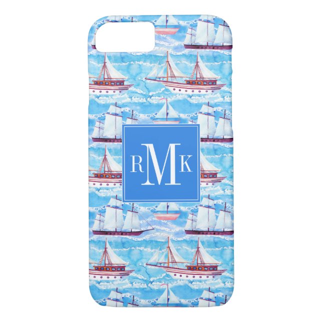 Watercolor Sailing Ships Pattern Case-Mate iPhone Case (Back)