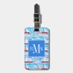 Watercolor Sailing Ships Pattern Luggage Tag