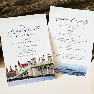 Watercolor Saint Augustine Florida Skyline Beach Invitation