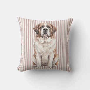 Watercolor Saint Bernard Dog Decorative Pillow