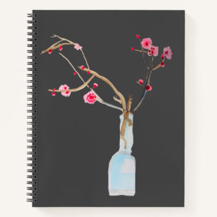 Watercolor sakura pink cherry blossom notebook