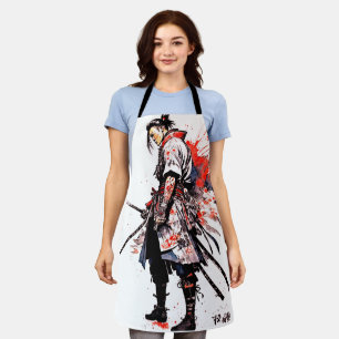 Watercolor Samurai Apron – Warrior Spirit