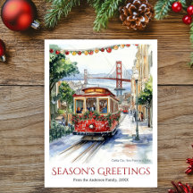 Watercolor San Francisco Christmas Travel