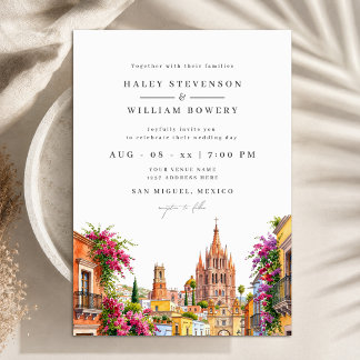 Watercolor San Miguel Mexico Destination Wedding Invitation