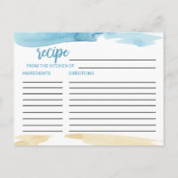 Watercolor Sand and Sea Bridal Shower Recipe Cards