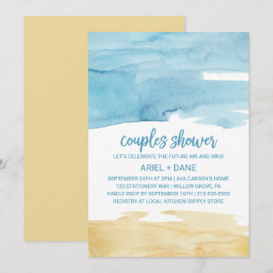 Watercolor Sand and Sea Couples Shower Invitation