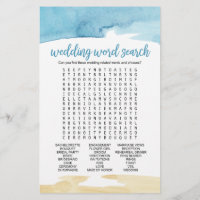 Watercolor Sand and Sea "Wedding Word Search" Game
