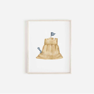 Watercolor sand castle print