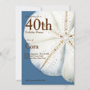  Watercolor Sand Dollar Birthday Invitation