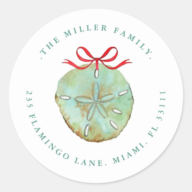 Watercolor Sand dollar Holiday Address seal (Front)