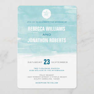 Watercolor Sand Dollar Invitation - round corners