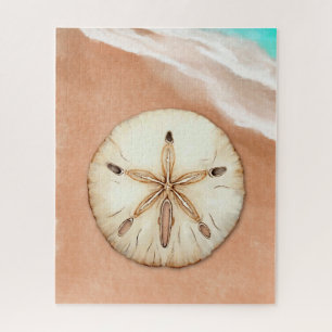 Watercolor Sand Dollar on the Beach Jigsaw Puzzle