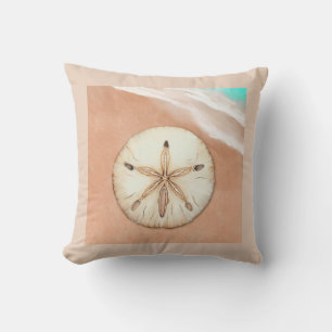 Watercolor Sand Dollar on the Beach Outdoor Pillow