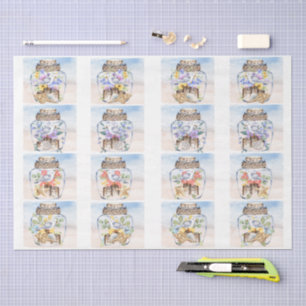 Watercolor Sandpipers Florals Seashells Decoupage Tissue Paper