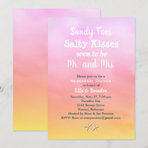 Watercolor Sandy Toes Rehearsal Dinner sunset Invitation