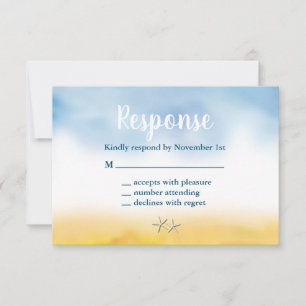 Watercolor Sandy Toes Wedding RSVP - sky & sand Card