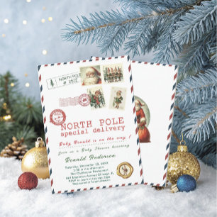 Watercolor Santa Baby Winter  Baby Shower mom-to-b Invitation