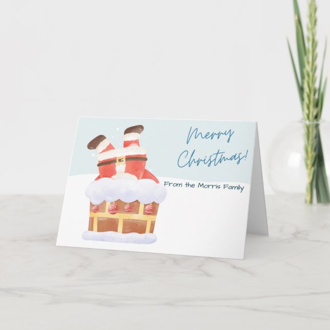 Watercolor Santa Christmas Card Customizable  (Front)