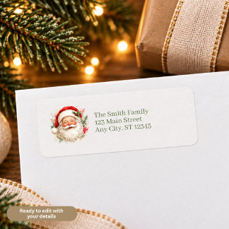 Watercolor Santa Christmas Return Address Labels