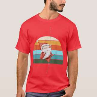 Watercolor Santa Christmas Tree Lights Xmas Teens T-Shirt