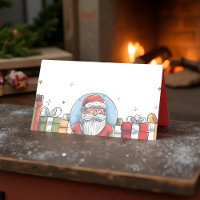 Watercolor Santa Claus and Christmas Gifts