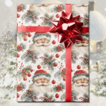 Watercolor Santa Claus Christmas Country Cottage 