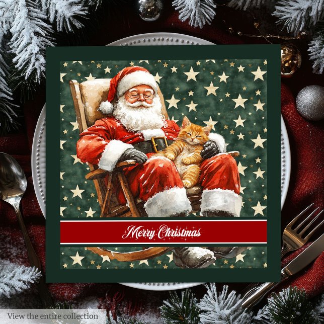 Watercolor Santa Claus Merry Christmas Napkins (Watercolor Santa Claus Merry Christmas Napkins)