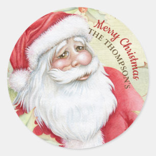 Watercolor Santa Clause Classic Round Sticker