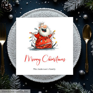 Watercolor Santa Funny Editable Holiday Napkins