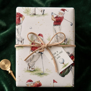 Watercolor Santa Golf Christmas Wrapping Paper