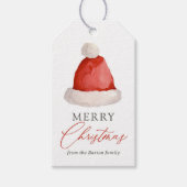 Watercolor Santa hat Christmas Holiday Gift Tags (Front)