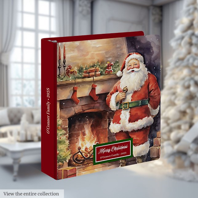 Watercolor Santa Memory Album Classic Christmas Binder (Watercolor Santa Memory Album Classic Christmas Gift)